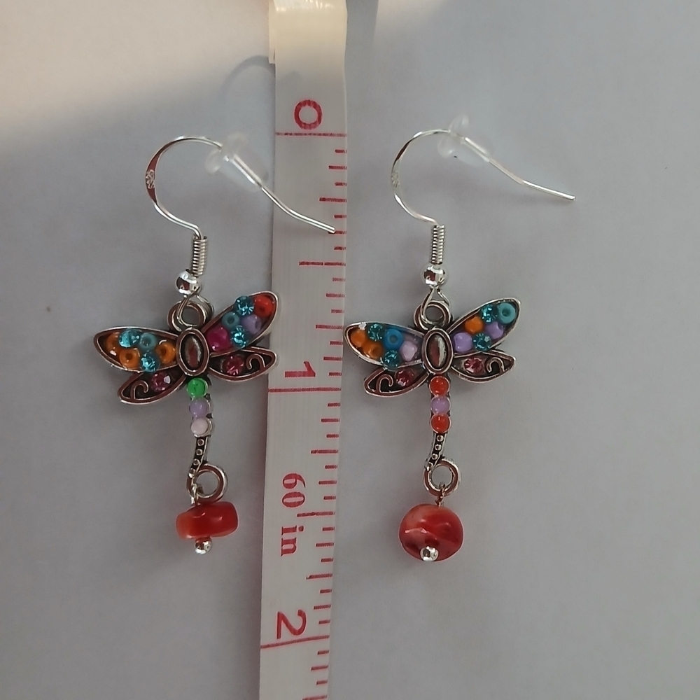 Colorful Dragonfly Earrings - Picture 2 of 2